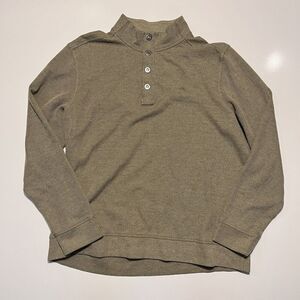 Orvis 1/4 Button Sweater Mock Neck Mens Size XL Green Long Sleeve‎